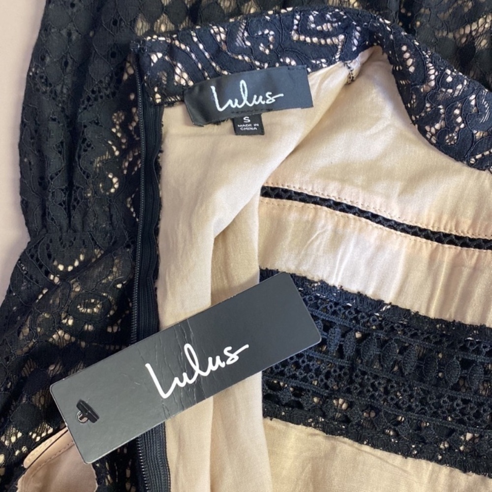 Lulu's nwt Black and nude lace sleeveless Mini Dress small - Picture 8 of 9